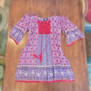 Adorable Cold Shoulder Boho A-line Mini Dress
